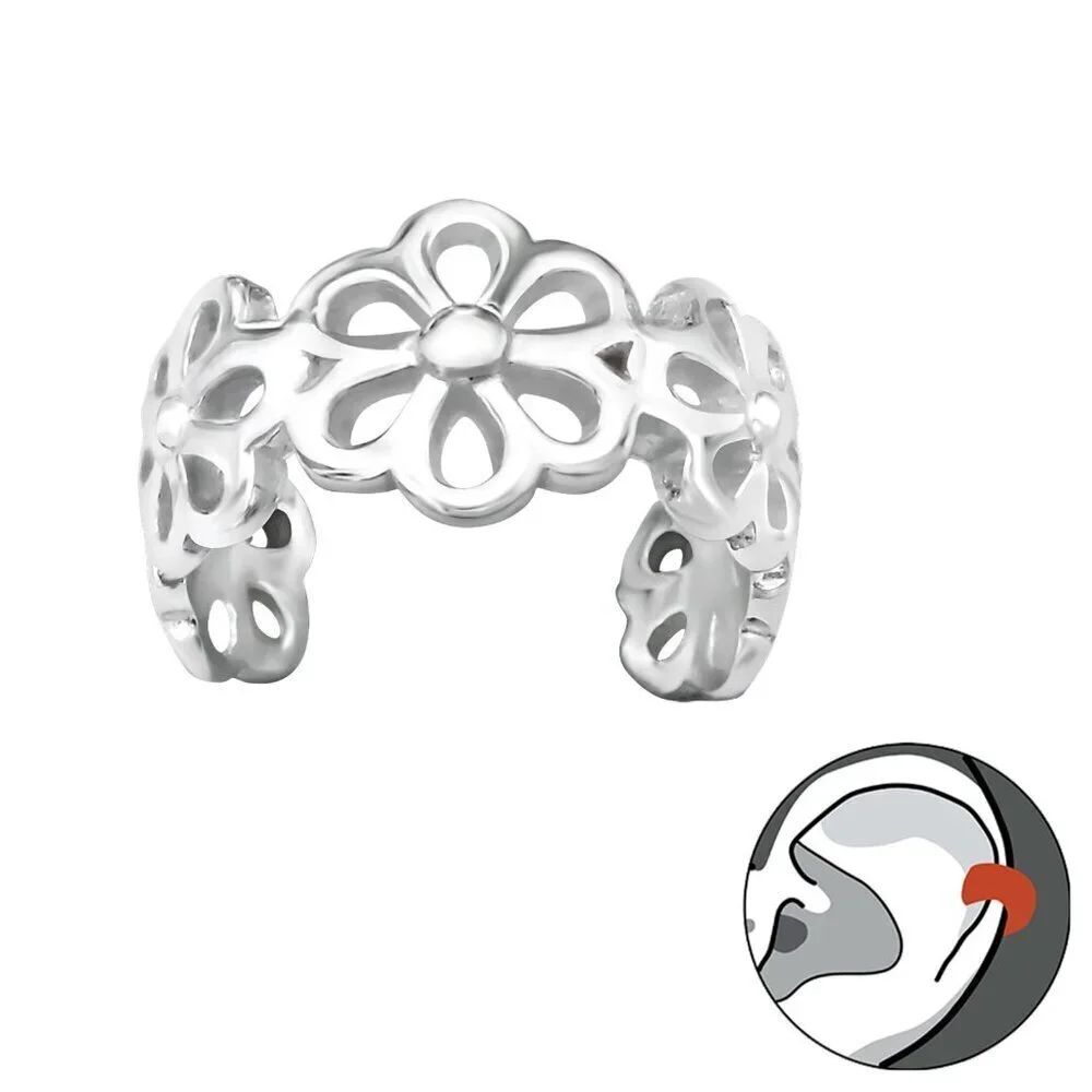 Sterling Silver Flower Cuff Earring